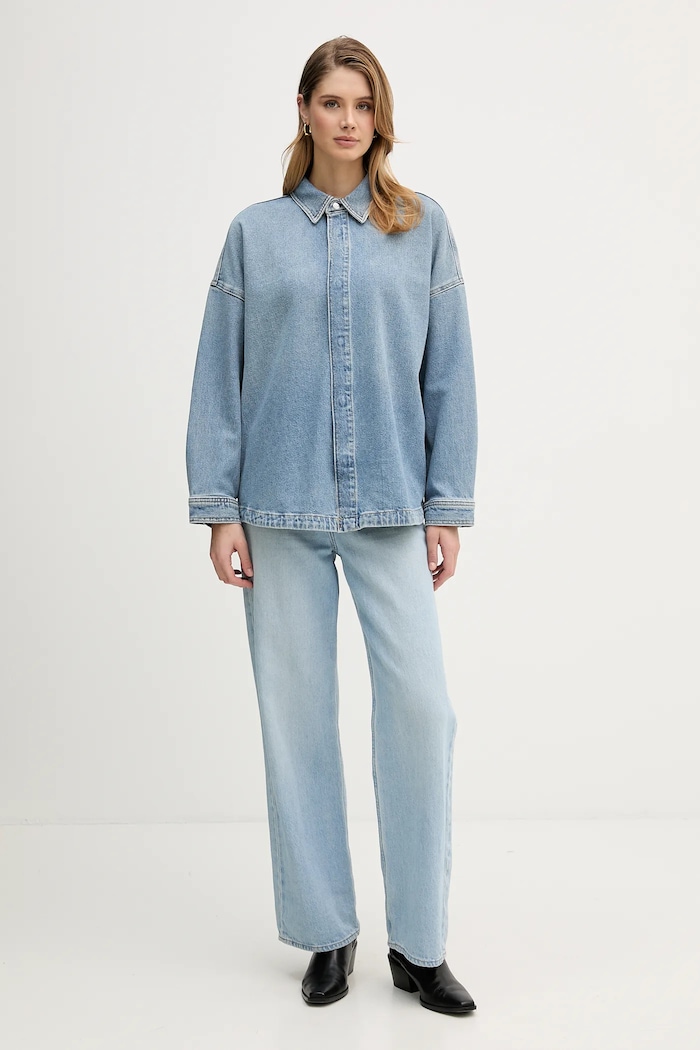 Calvin Klein Jeans koszula jeansowa LV047E753G niebieski SS26