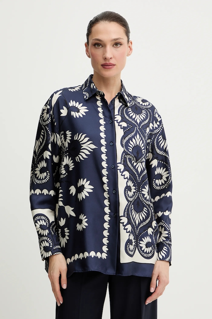 Svilena košulja Weekend Max Mara LASTRA regular mornarsko plava 2615191011600