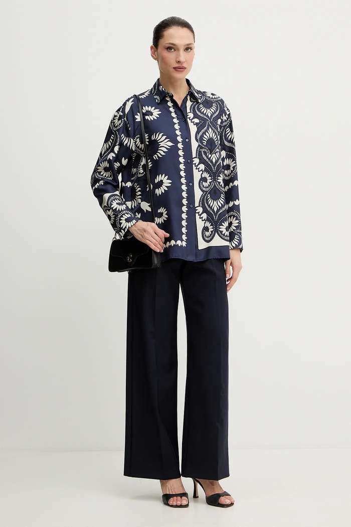 Svilena košulja Weekend Max Mara LASTRA 2615191011600 mornarsko plava SS26