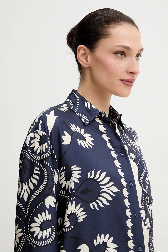 Svilena košulja Weekend Max Mara LASTRA mornarsko plava 2615191011600