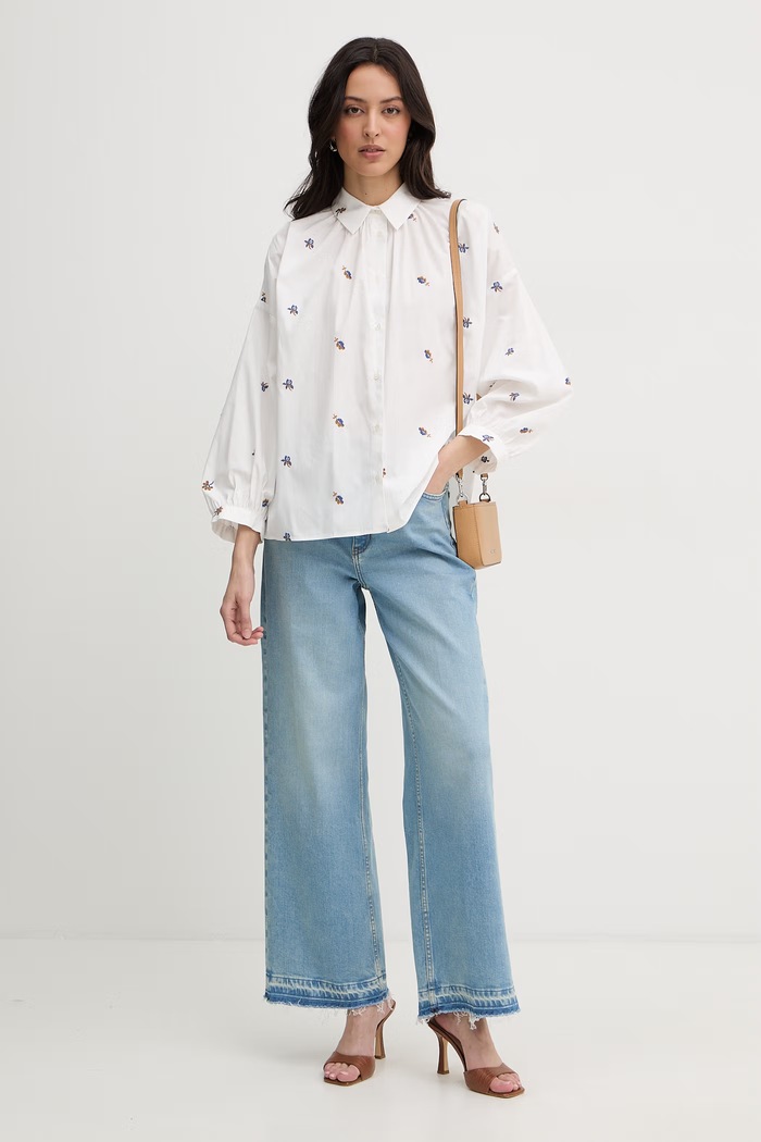 Weekend Max Mara cămașă pentru femei, din bumbac BUTTERFLY 2615111042600 alb SS26
