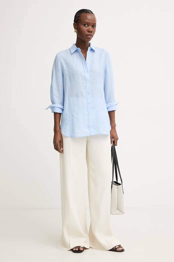Weekend Max Mara košeľa dámska ľanová WERNER 2615111072600 modrá SS26