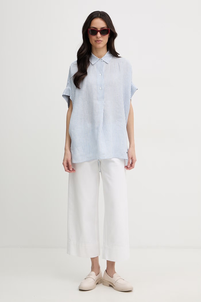 Weekend Max Mara košeľa dámska ľanová VERVE 2615111122600 modrá SS26