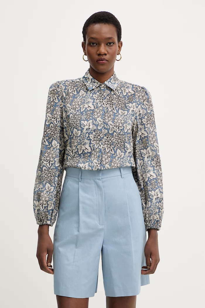 Weekend Max Mara cămașă din bumbac PERIODI lung albastru 2615111192600