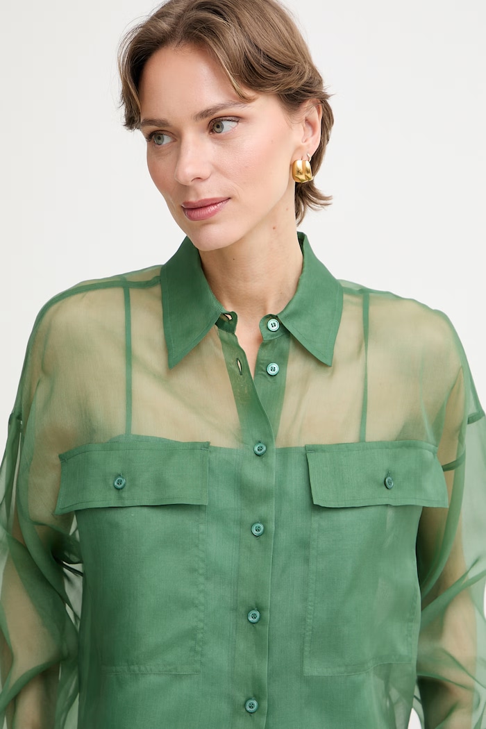 Weekend Max Mara cămașă pentru femei, din mătase COLOMBA verde 2615261012600