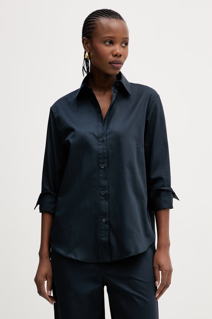 MM by Max Mara koszula bawełniana VELOCE bawełna granatowy 2616111017600