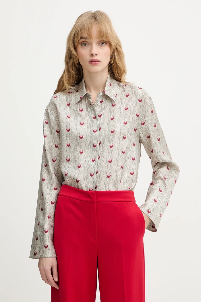 MM by Max Mara camicia in seta OSPITE piccola impronta beige 2616111057600