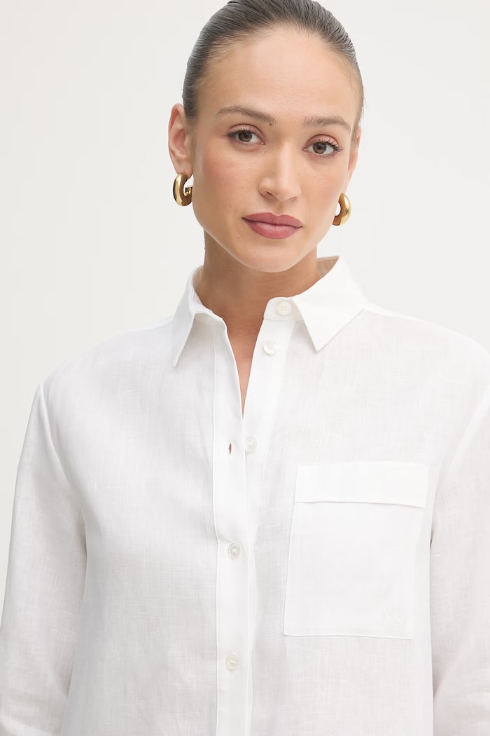 MM by Max Mara koszula damska lniana biały 2616111028600