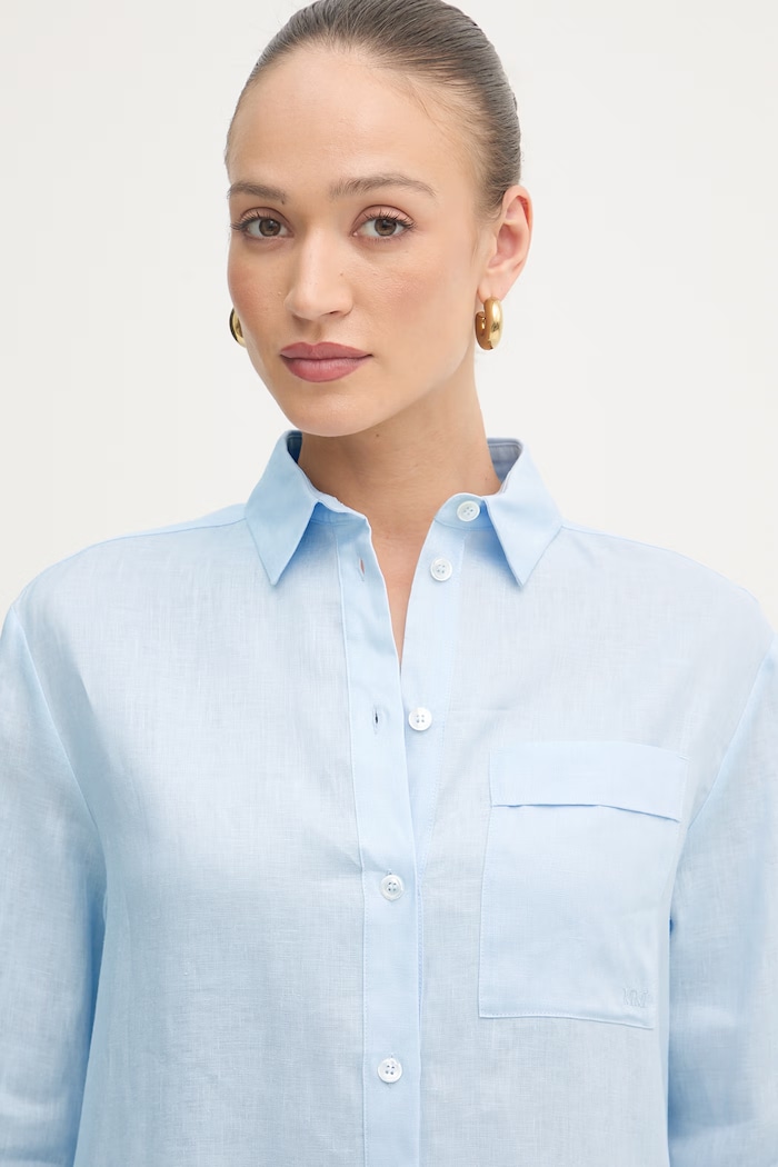 MM by Max Mara koszula damska lniana FILO niebieski 2616111028600