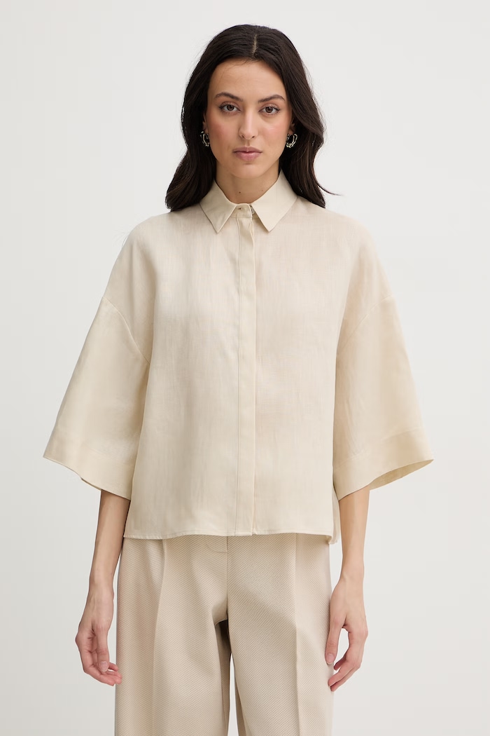 MM by Max Mara košeľa dámska ľanová RITO béžová 2616111038600