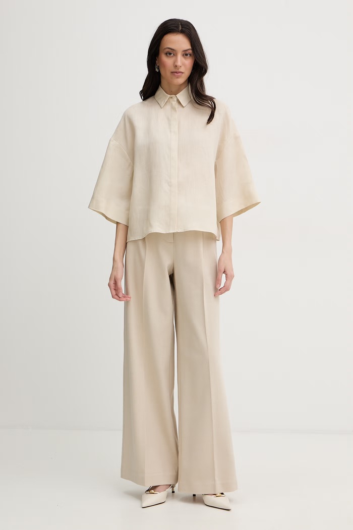MM by Max Mara košeľa dámska ľanová RITO 2616111038600 béžová SS26