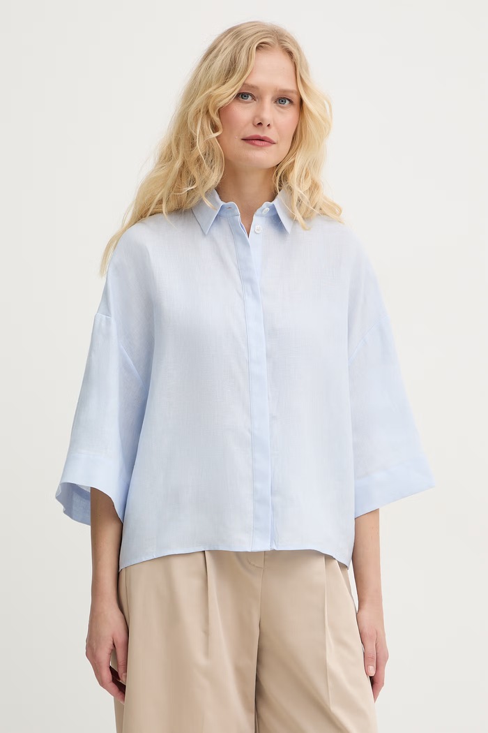 MM by Max Mara cămașă de pentru femei, din in RITO albastru 2616111038600