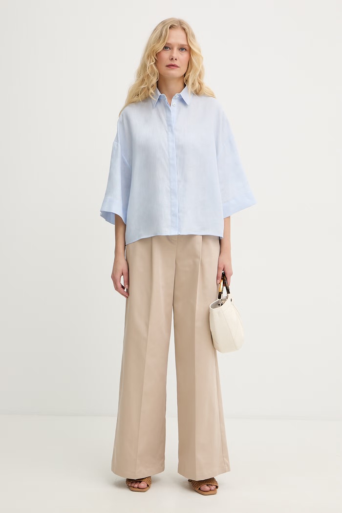 MM by Max Mara cămașă de pentru femei, din in RITO 2616111038600 albastru SS26