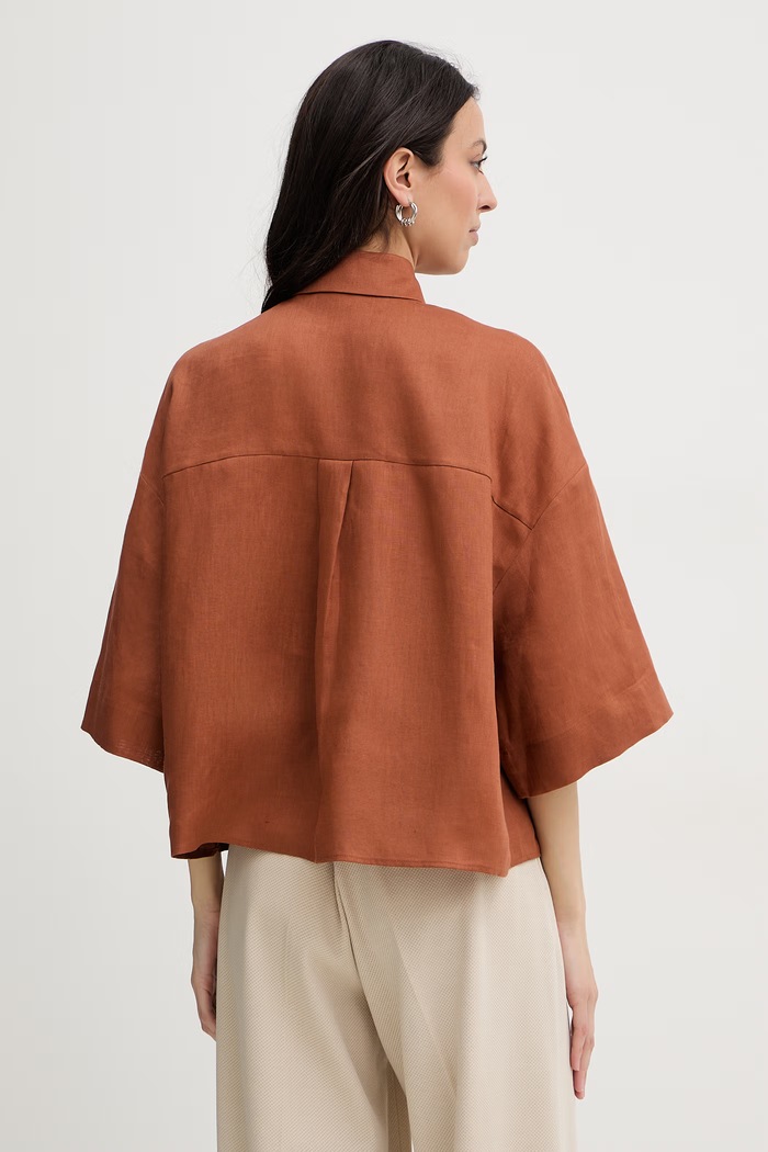 Oblečenie MM by Max Mara košeľa dámska ľanová RITO 2616111038600 hnedá