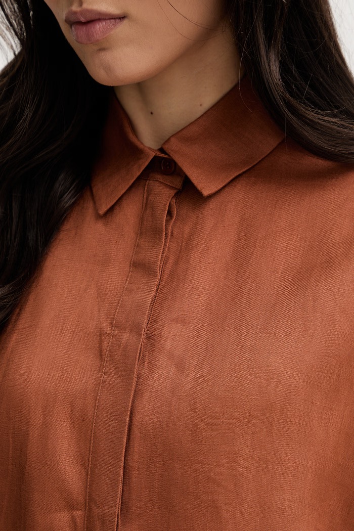 MM by Max Mara košeľa dámska ľanová RITO 2616111038600 hnedá