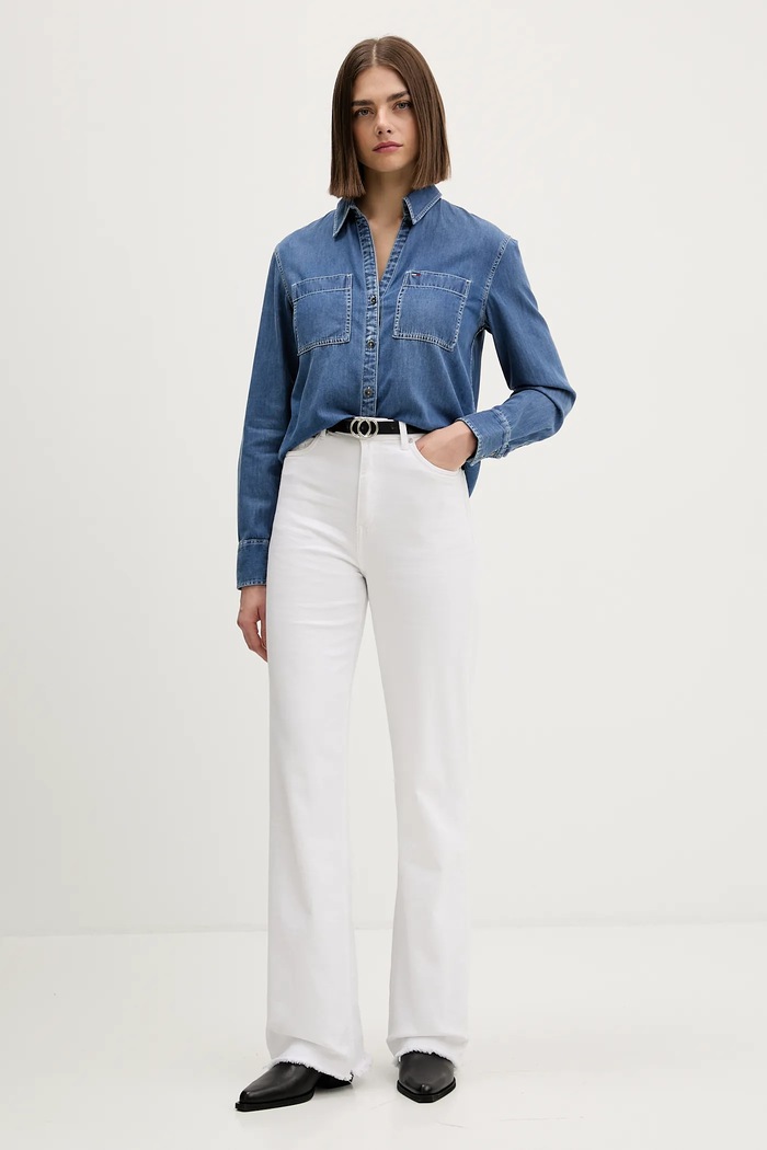 Košeľa Tommy Jeans DW0DW22007 modrá SS26