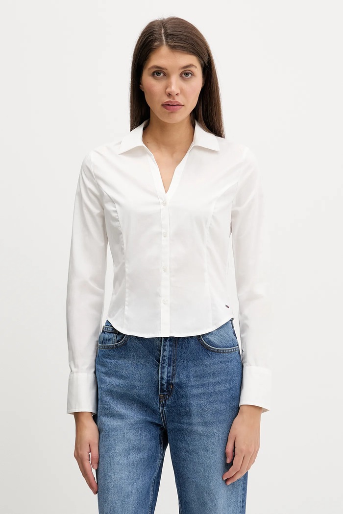Košile Tommy Jeans slim béžová DW0DW22604