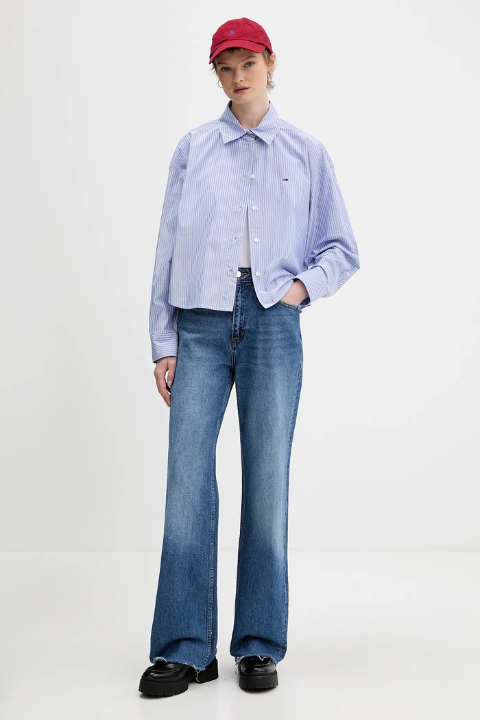 Košeľa Tommy Jeans DW0DW22636 modrá SS26