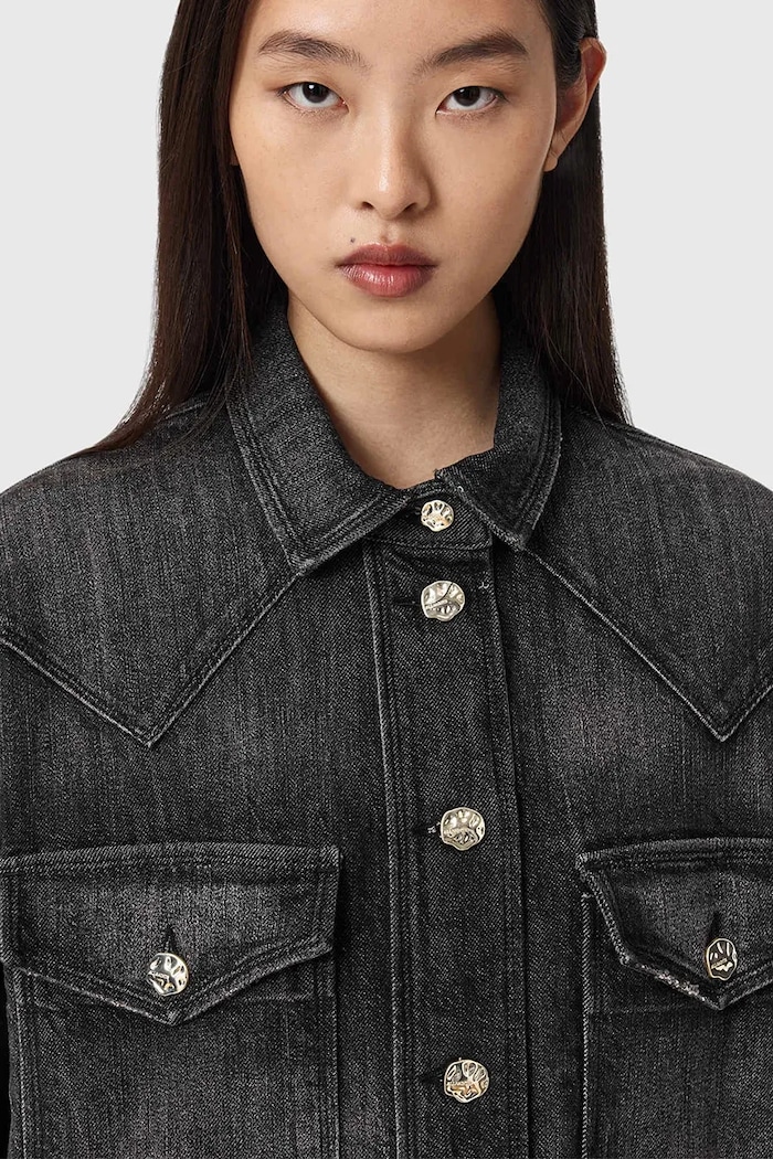 Дънкова риза AllSaints черен W094PD