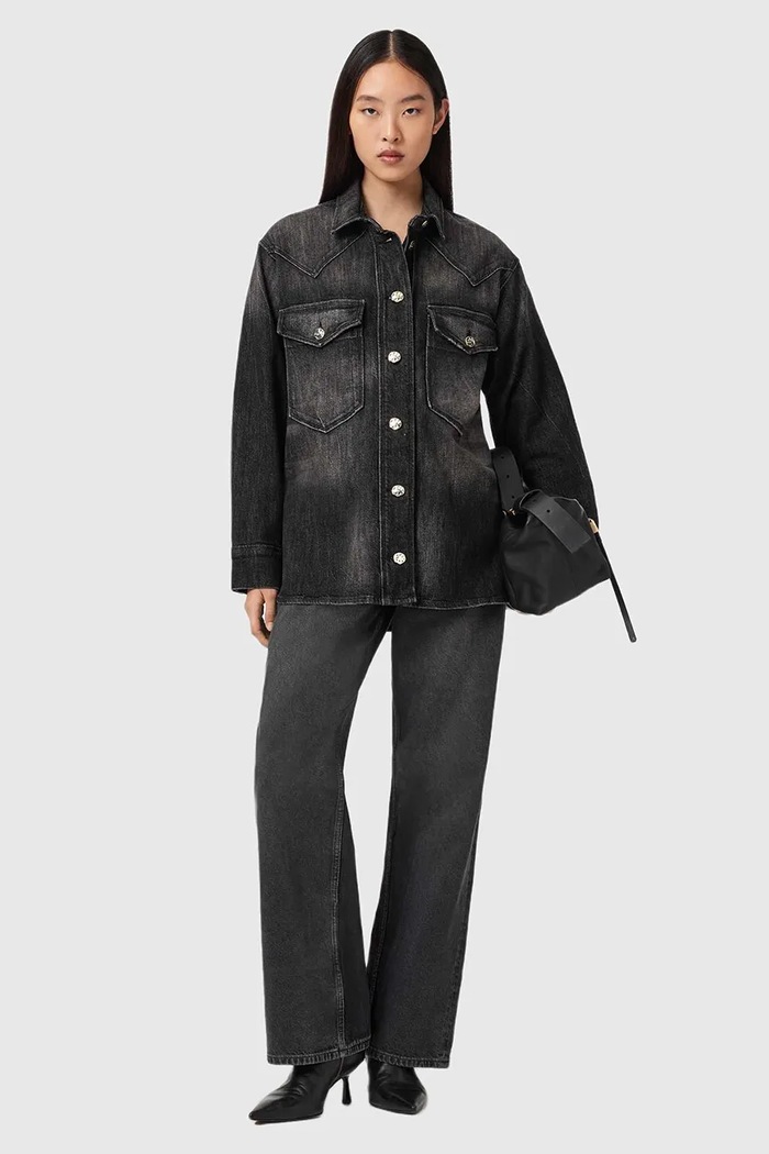 Дънкова риза AllSaints W094PD черен