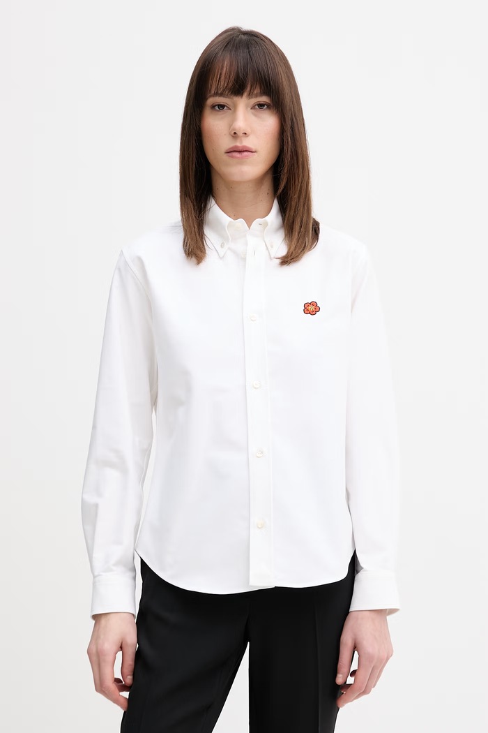 Kenzo cămașă din bumbac uni alb FG52CH2859LO
