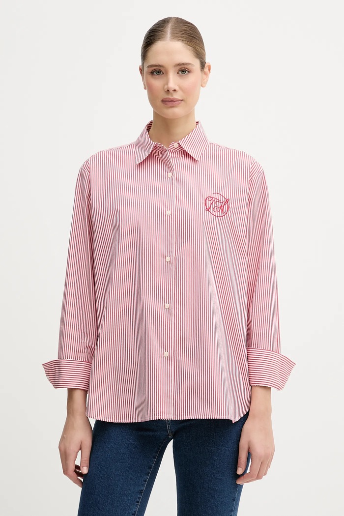 Tommy Hilfiger camicia in cotone lunga rosso WW0WW48190
