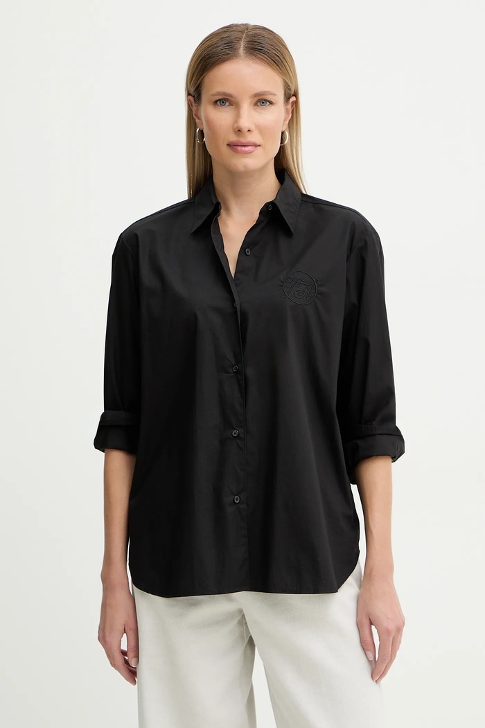 Bavlnená košeľa Tommy Hilfiger relaxed čierna WW0WW48190