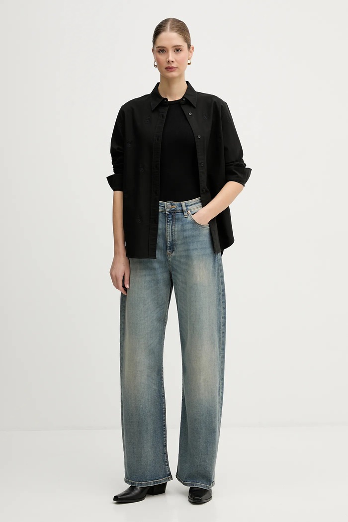 Bavlněná košile Tommy Hilfiger WW0WW49386 černá SS26