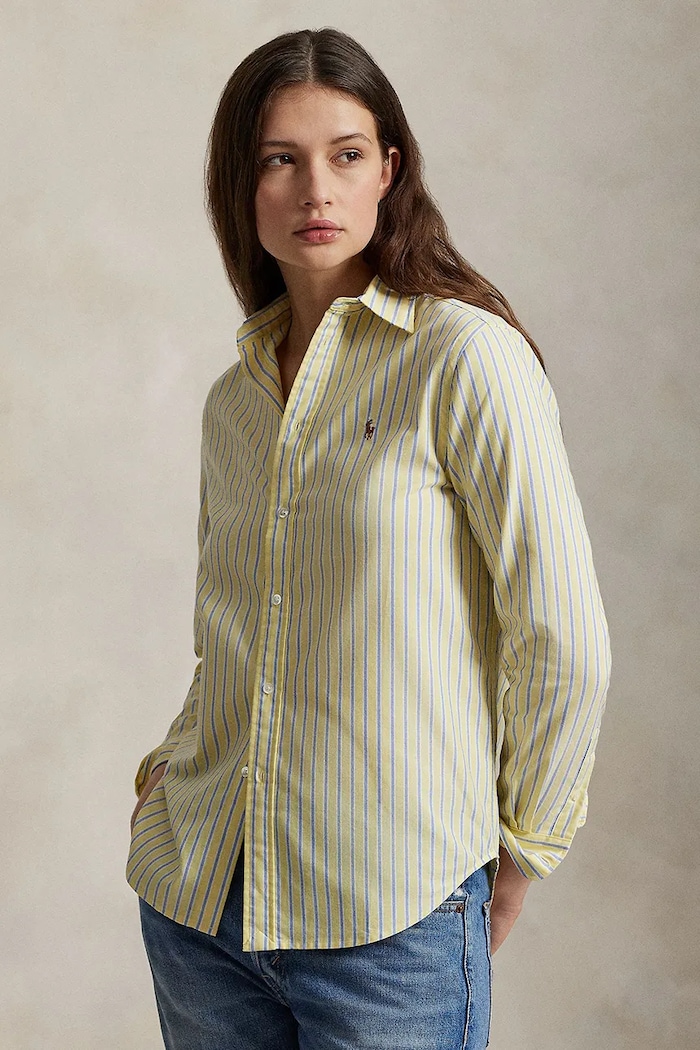 Памучна риза Polo Ralph Lauren стандартна жълт 211970739
