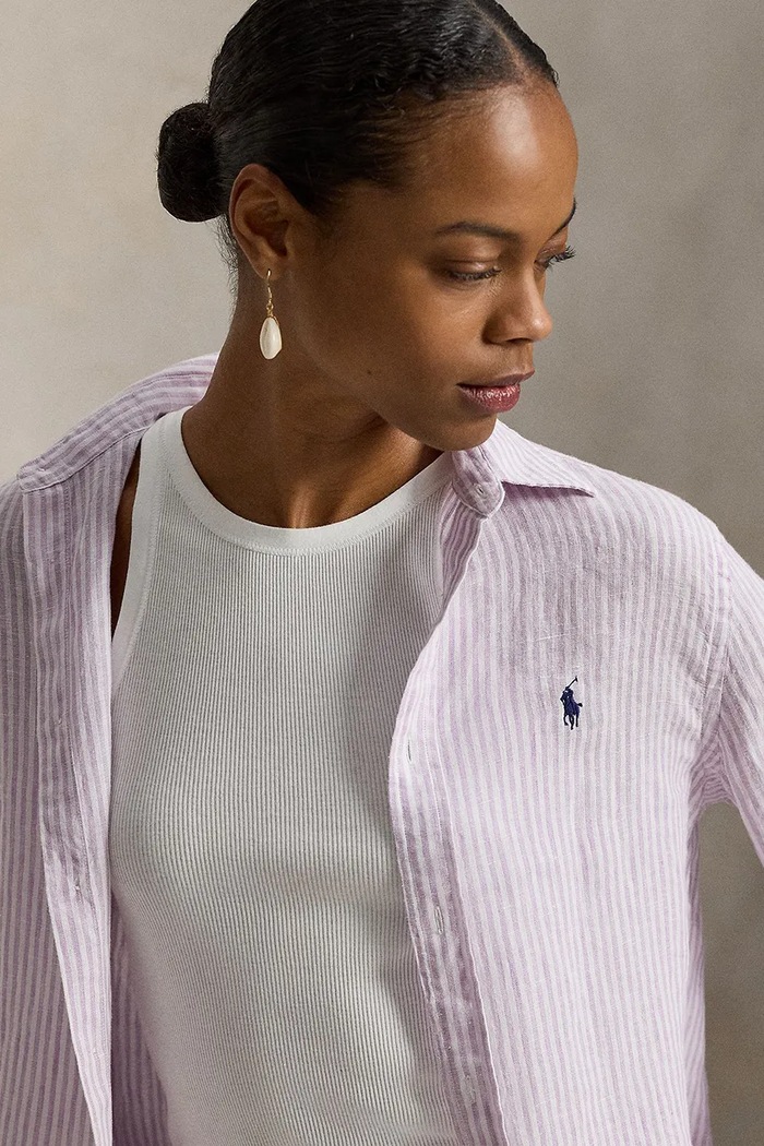 Polo Ralph Lauren koszula lniana fioletowy 211A96158
