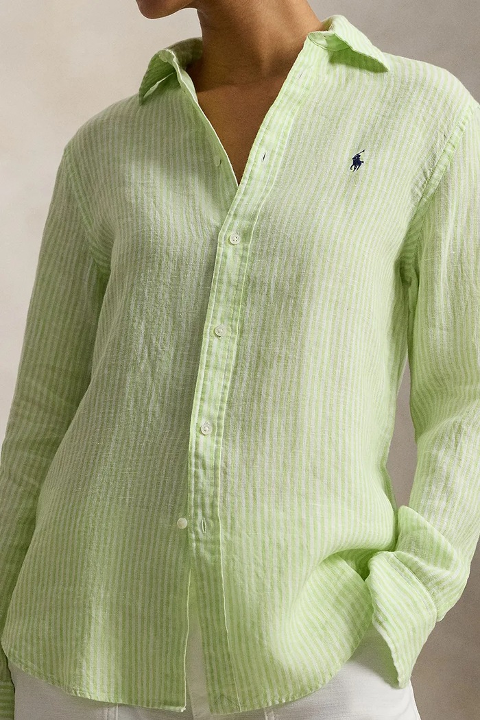 Lanena košulja Polo Ralph Lauren zelena 211A96158