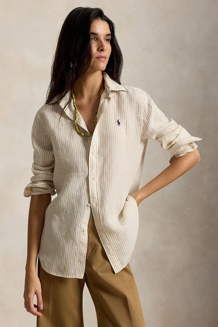 Polo Ralph Lauren koszula damska bawełniana beżowy 211A96158