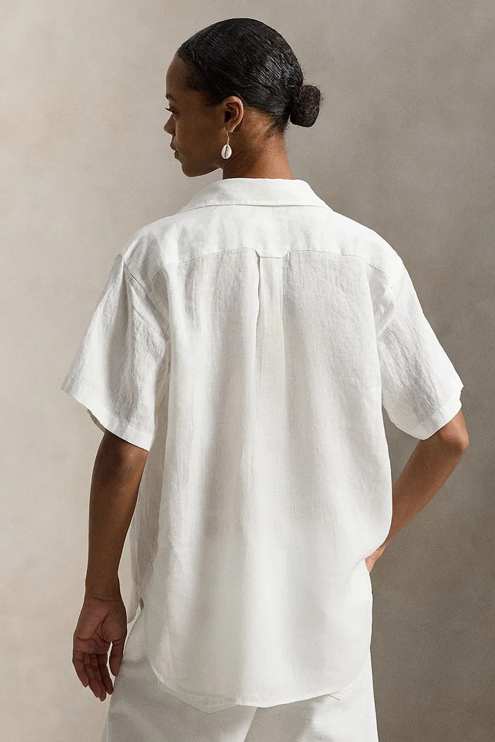 Polo Ralph Lauren cămașă pentru femei din in 211A96160 alb SS26