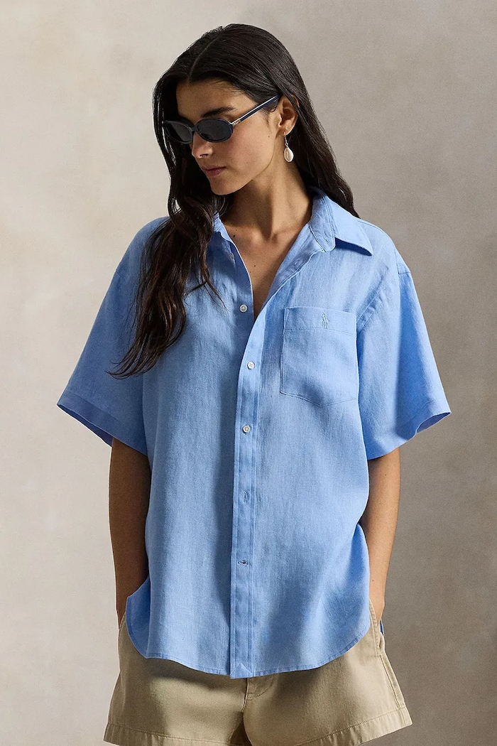 Polo Ralph Lauren koszula damska lniana niebieski 211A96160