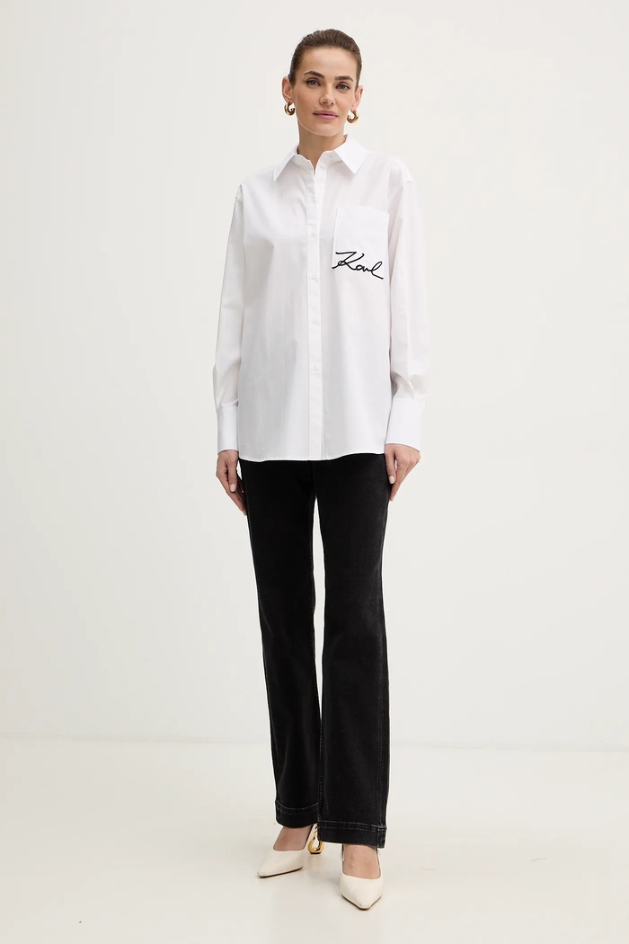 Karl Lagerfeld koszula bawełniana B1W11013 biały SS26
