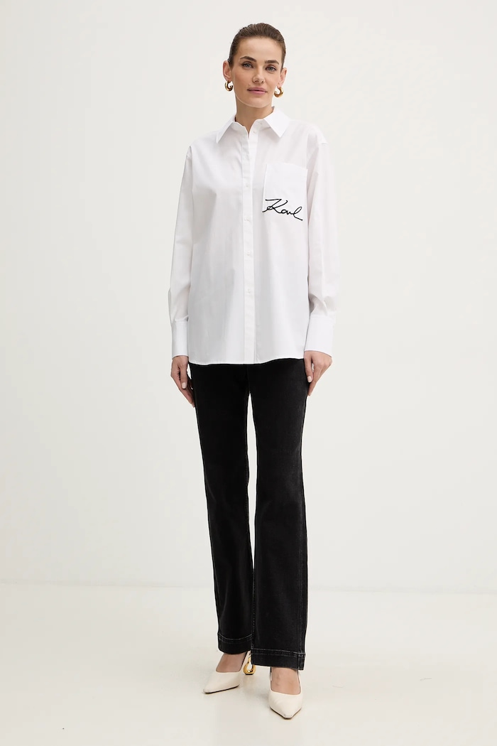 Karl Lagerfeld koszula bawełniana B1W11013 biały SS26