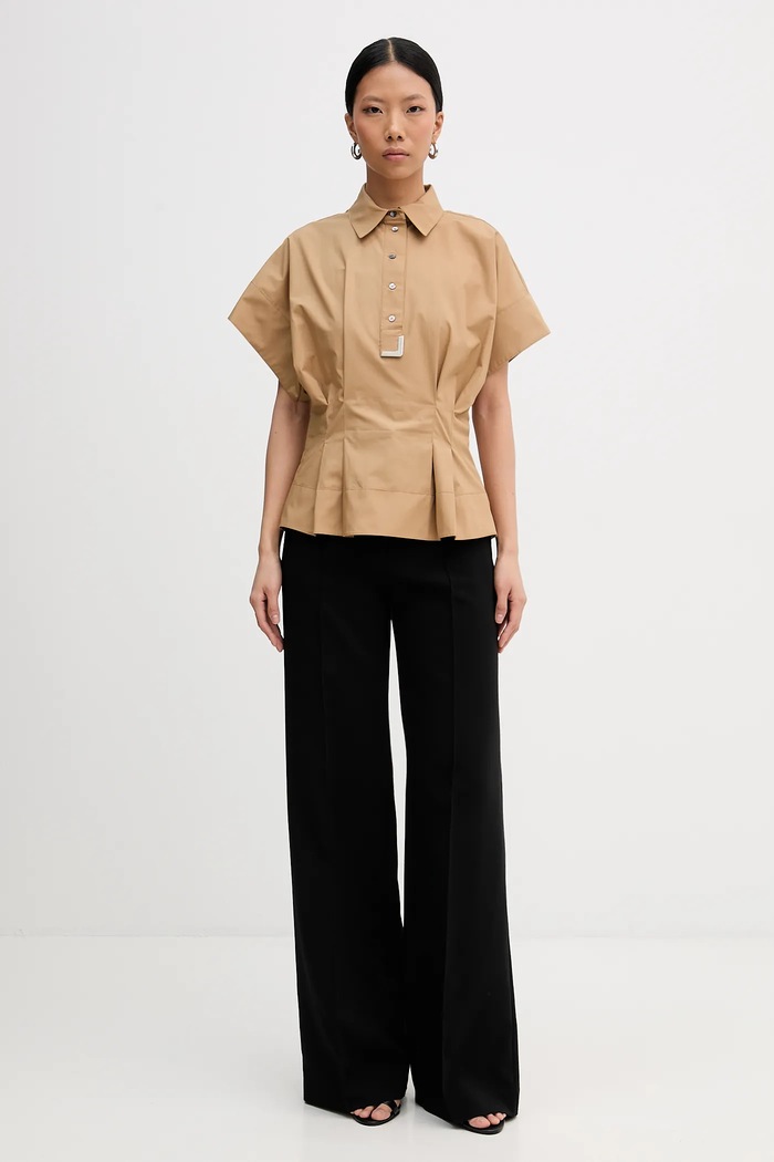 Karl Lagerfeld bluză din bumbac B1W11006 bej SS26