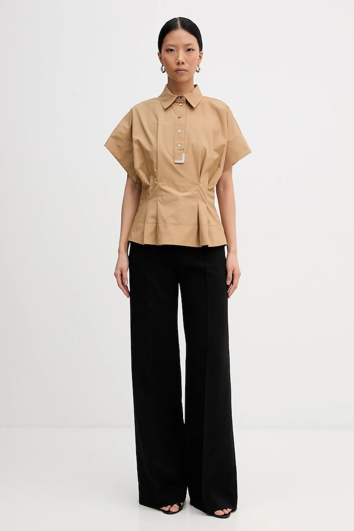 Karl Lagerfeld bluză din bumbac B1W11006 bej SS26