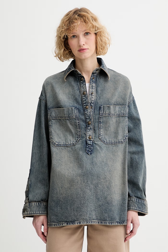 Zadig&Voltaire bluza damska jeansowa niebieski WWSH02282