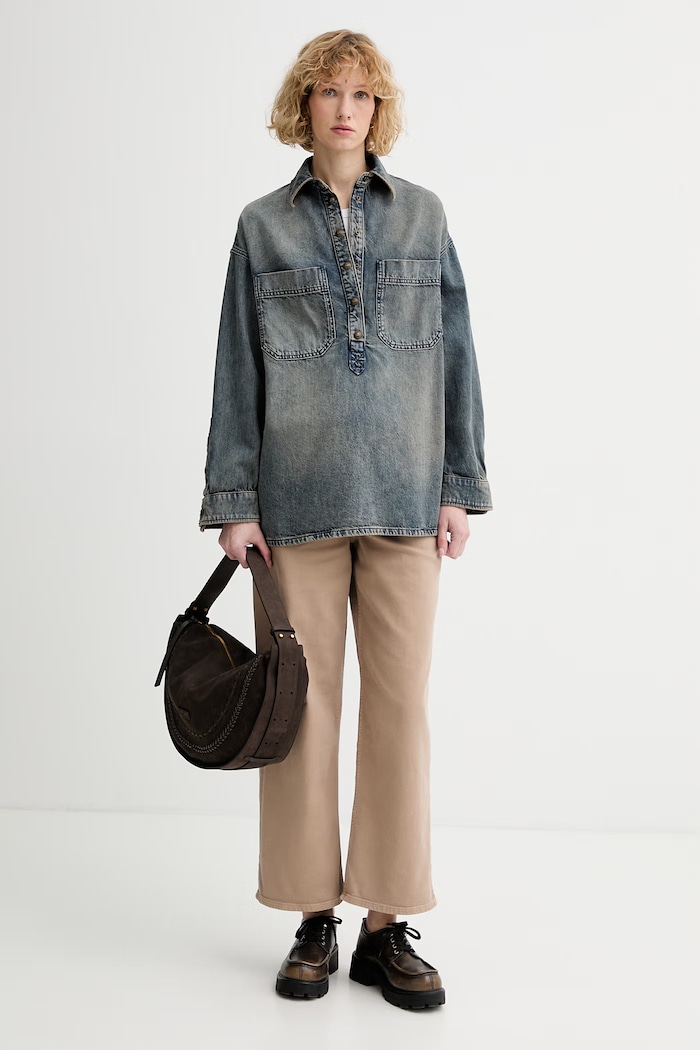 Zadig&Voltaire bluza damska jeansowa WWSH02282 niebieski SS26