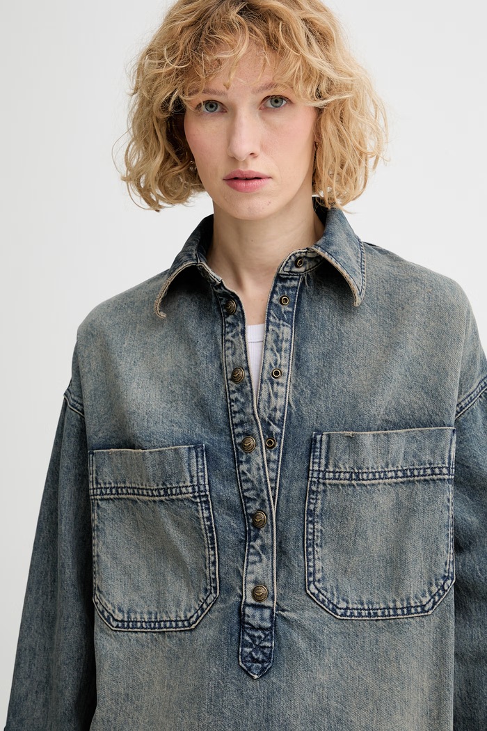 Zadig&Voltaire bluza damska jeansowa niebieski WWSH02282