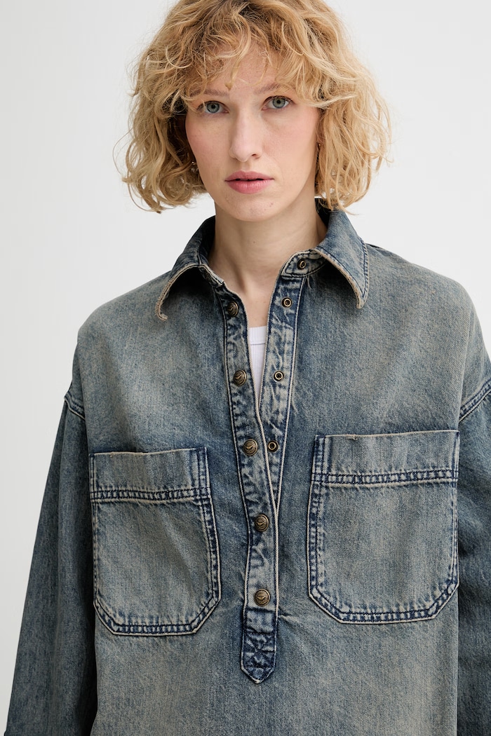 Zadig&Voltaire bluza damska jeansowa niebieski WWSH02282