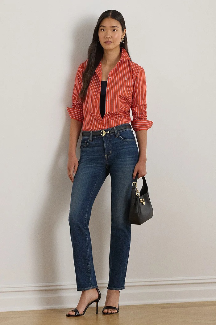 Odjeća Pamučna košulja Lauren Ralph Lauren 200P03511 narančasta