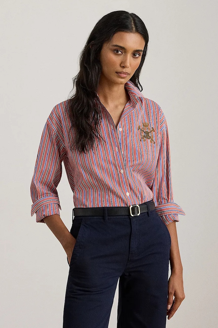 Lauren Ralph Lauren koszula bawełniana wzorzyste pomarańczowy 200P03512