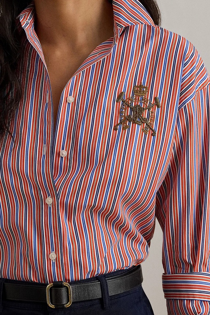 Lauren Ralph Lauren koszula bawełniana pomarańczowy 200P03512