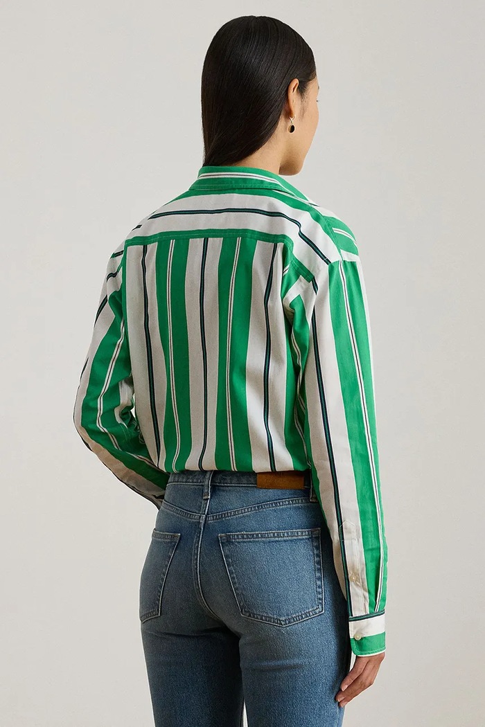 Памучна риза Lauren Ralph Lauren 200P03666 зелен SS26