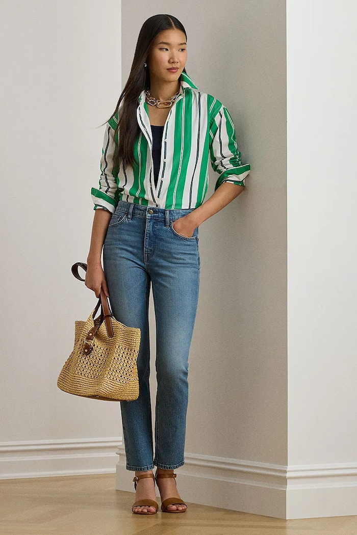 Дрехи Памучна риза Lauren Ralph Lauren 200P03666 зелен