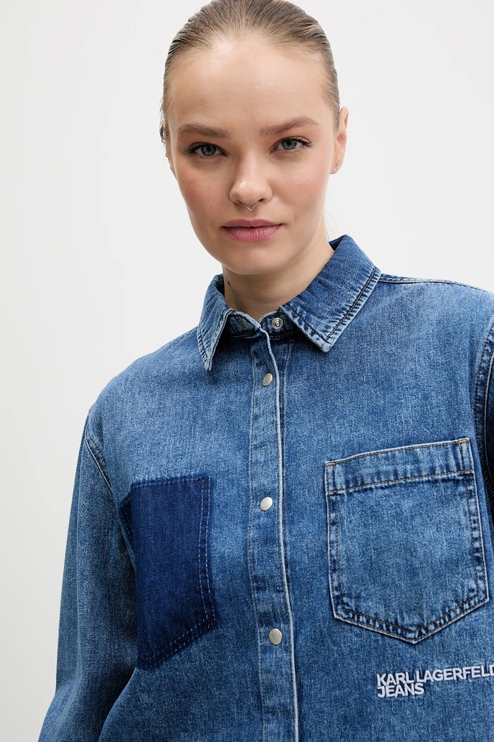 Karl Lagerfeld Jeans koszula jeansowa niebieski B1W11021