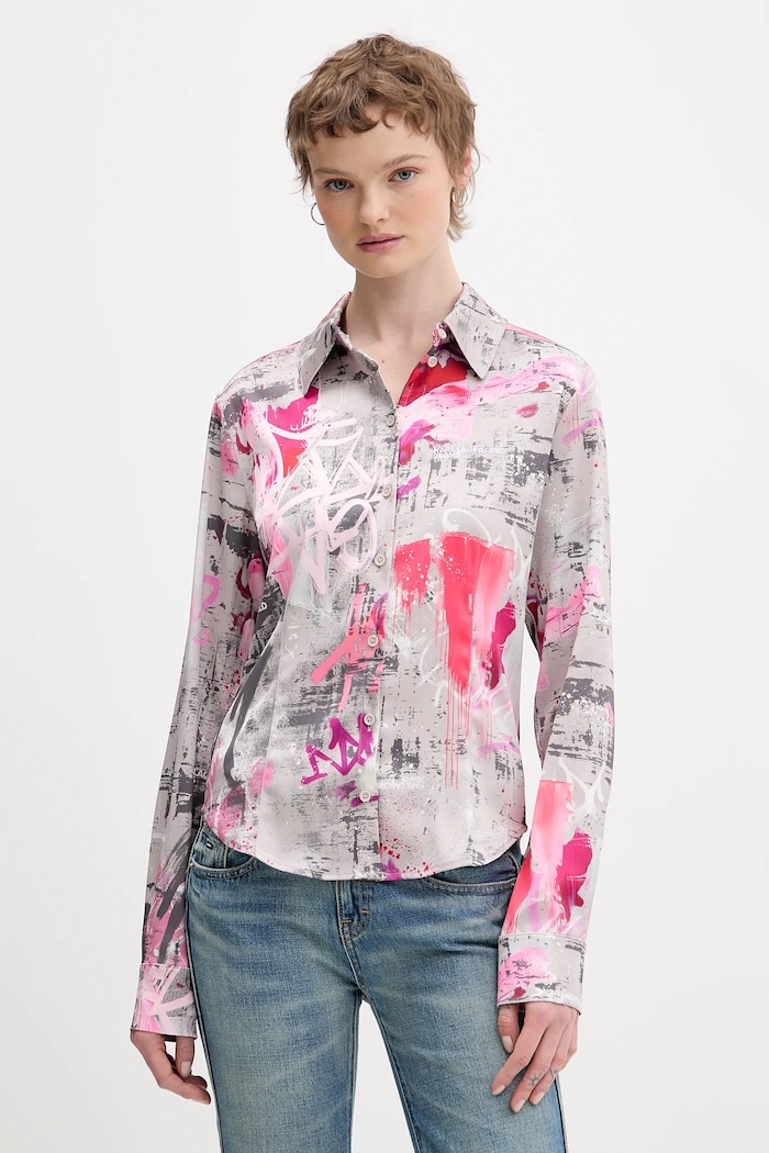 Košeľa Karl Lagerfeld Jeans slim sivá B1W11028