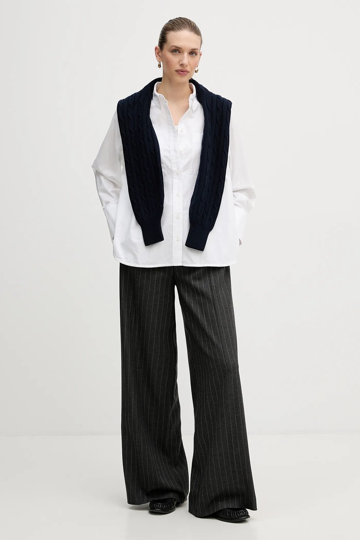 Bavlněná košile Barbour Wren LSH1723 bílá SS26